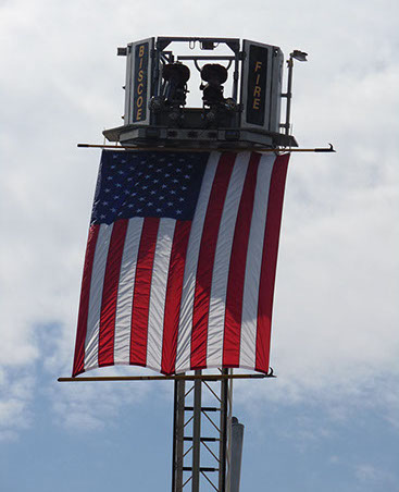 Flag on Fire Truck ladder