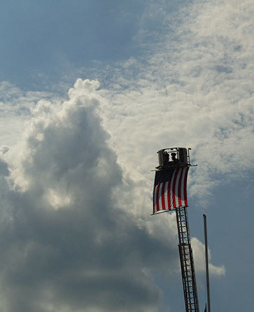 Flag on Fire Truck ladder